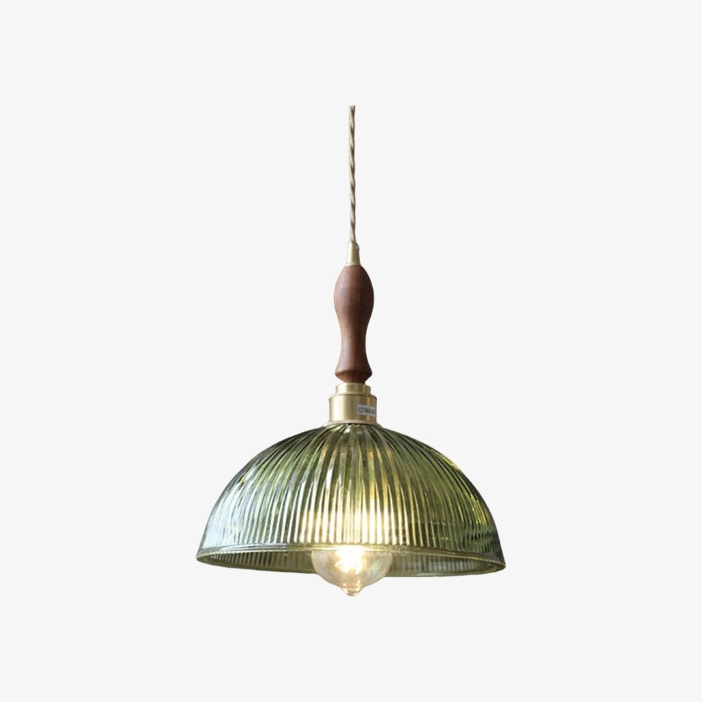 Ribilux geribbelde hanglamp - Vintage glas en metaal voor keuken en eetkamer HL2461