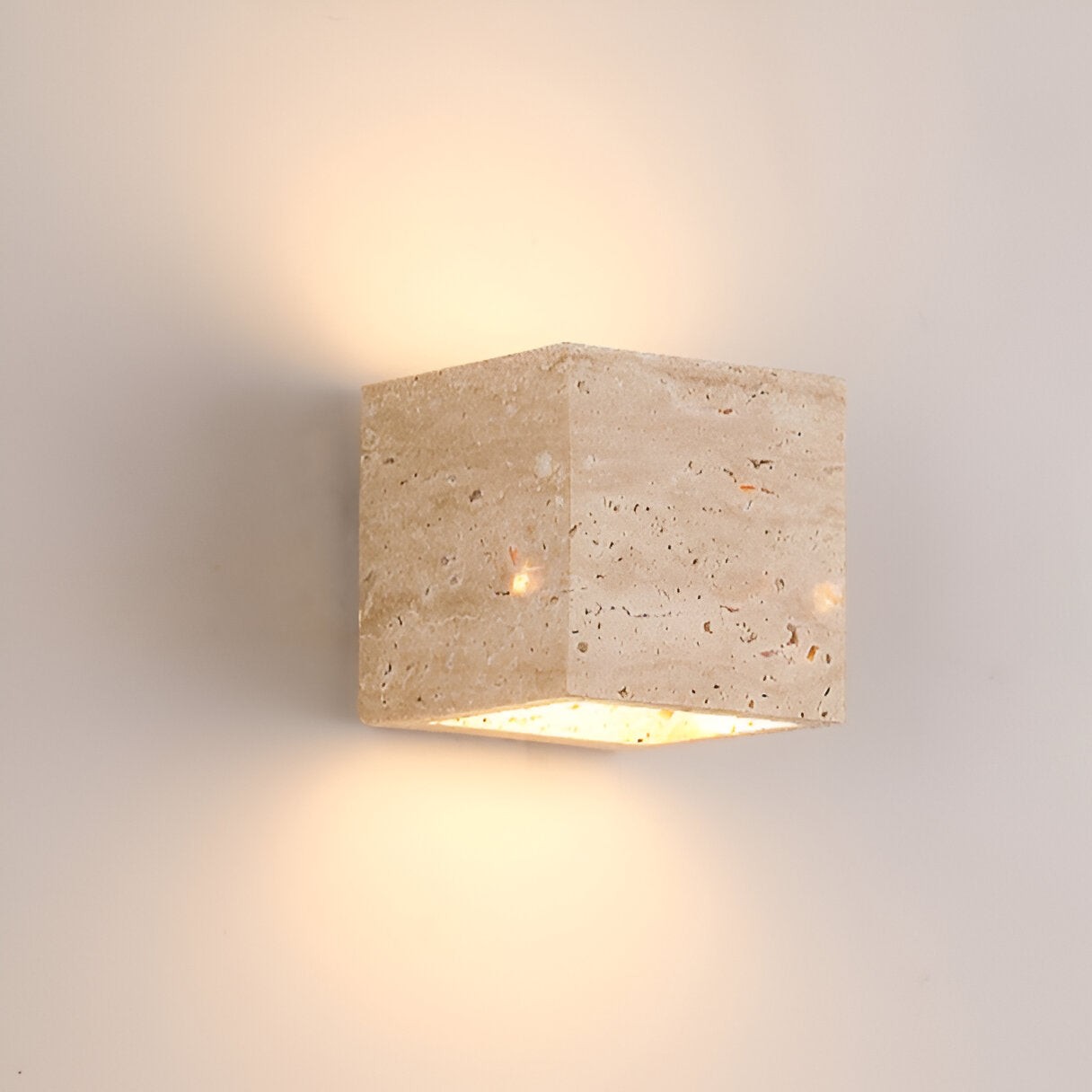 Minimalistische LED-wandlamp voor buiten van travertijnsteen HL1278