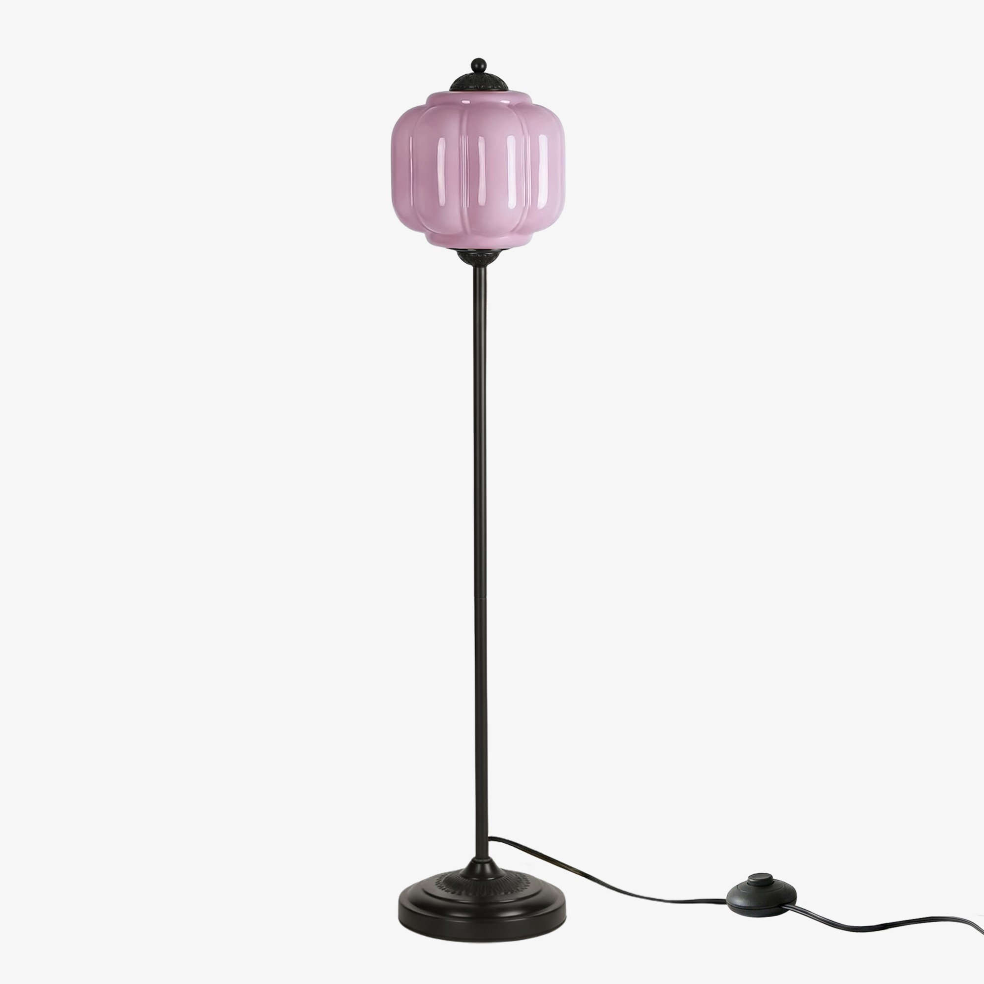 Eloise Vloerlamp van getextureerd glas in pompoenvorm - Organisch artistiek ontwerp en retrostijl voor de woonkamer HL2510