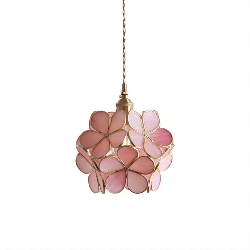 Romantische handgeblazen glazen bloemblad hanglamp HL47