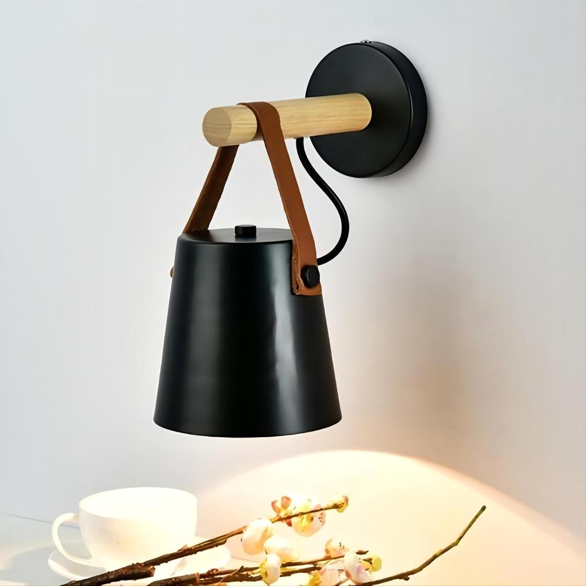 Scandinavische houten riememmer wandlamp HL62