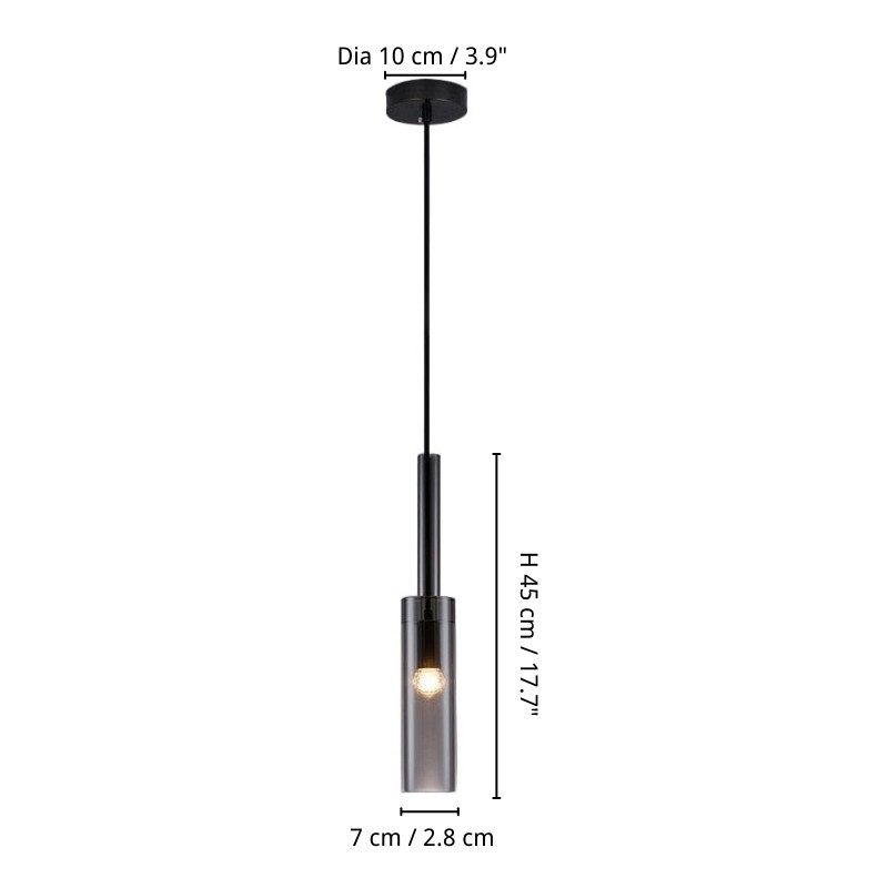 Moderne cilindrische glazen hanglamp HL961