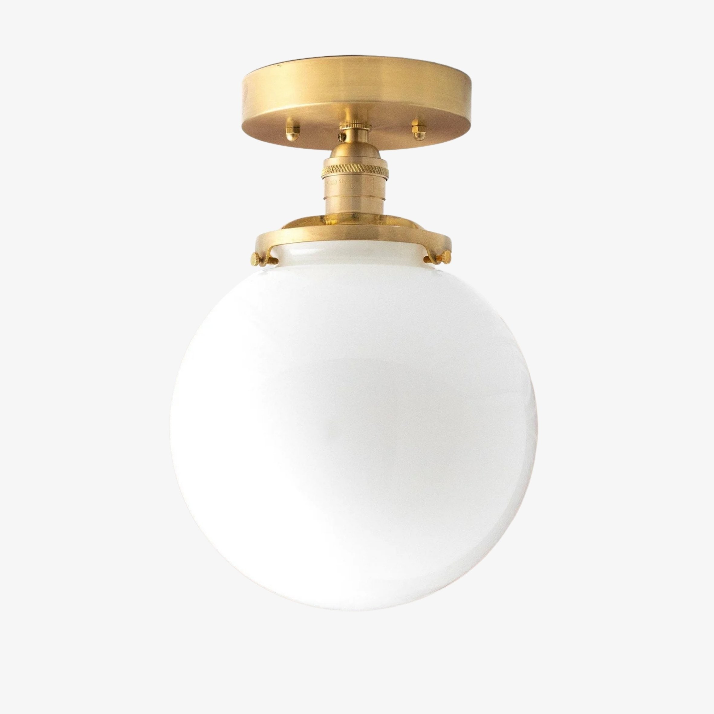Glorica Glazen Mid Century Semi-Flush Plafondlamp - Witte Opaal Glazen Bol Armatuur HL1730