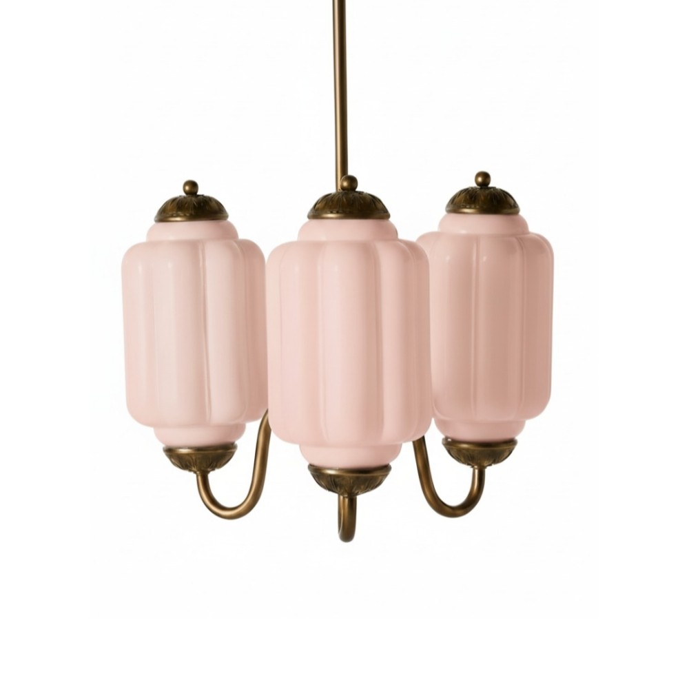 Vintage Eloise Melkglas Geribbelde Kroonluchter HL1081