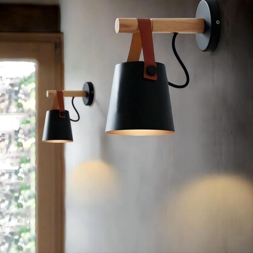 Scandinavische houten riememmer wandlamp HL62