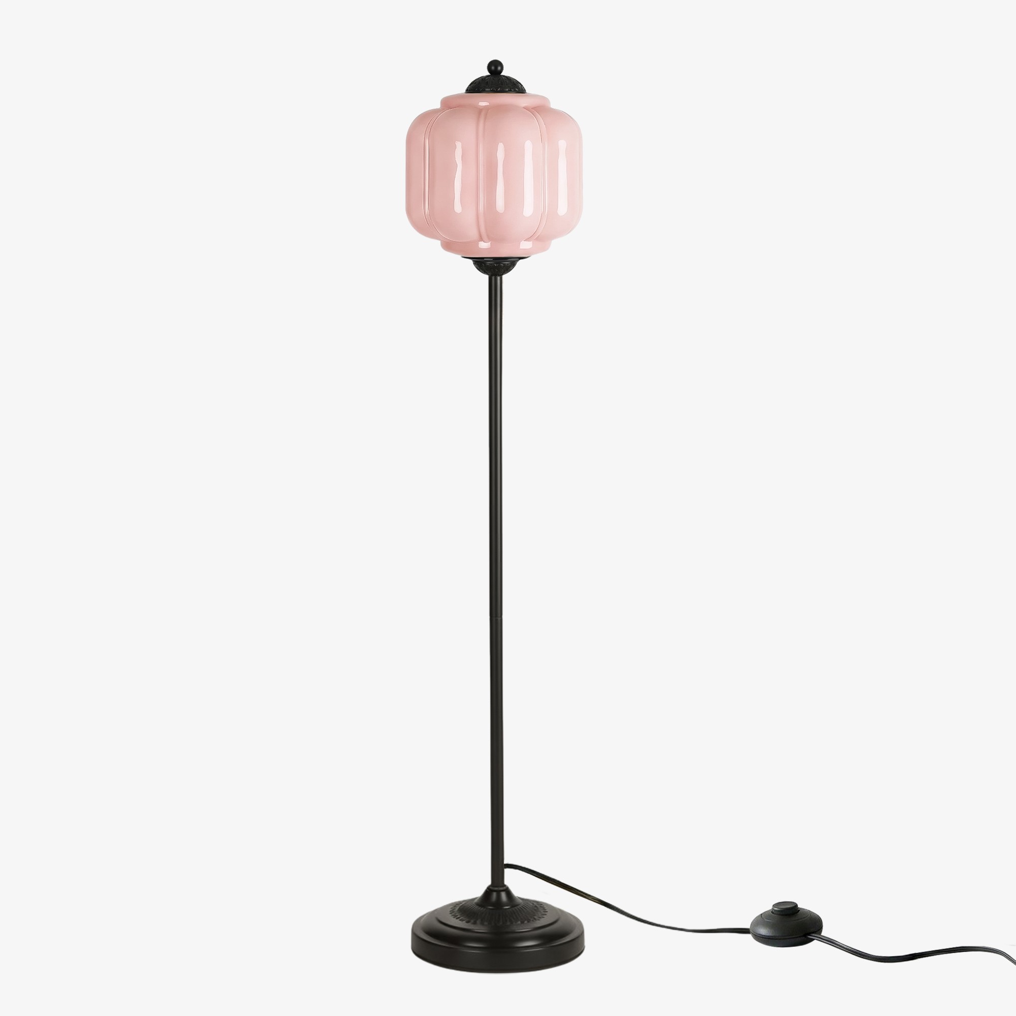 Eloise Vloerlamp van getextureerd glas in pompoenvorm - Organisch artistiek ontwerp en retrostijl voor de woonkamer HL2510