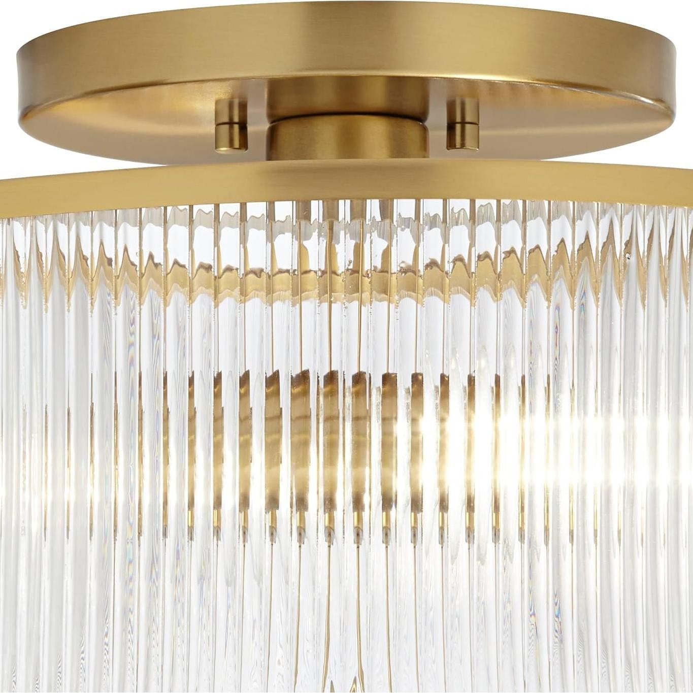 Plafondlamp van geribbeld glas in trommelvorm - Vintage Farmhouse Flush Mount HL1812