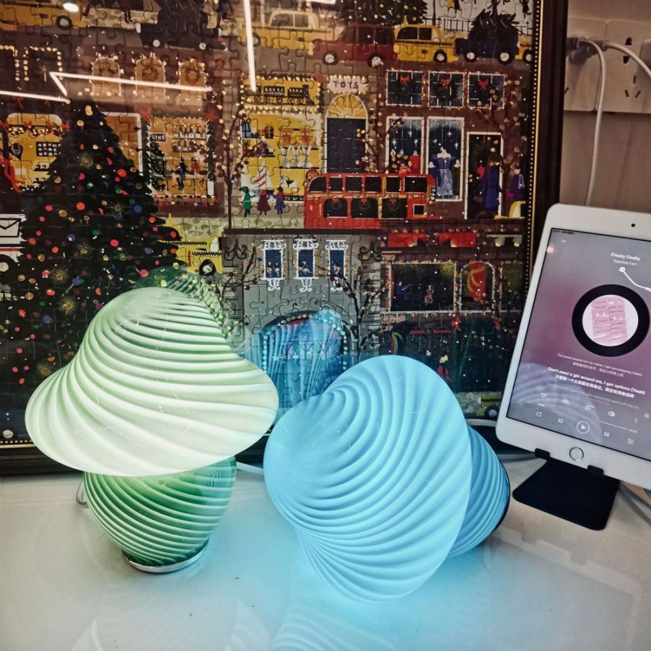 Mushroom LED Nachtlampjes Glazen Tafellamp HL25