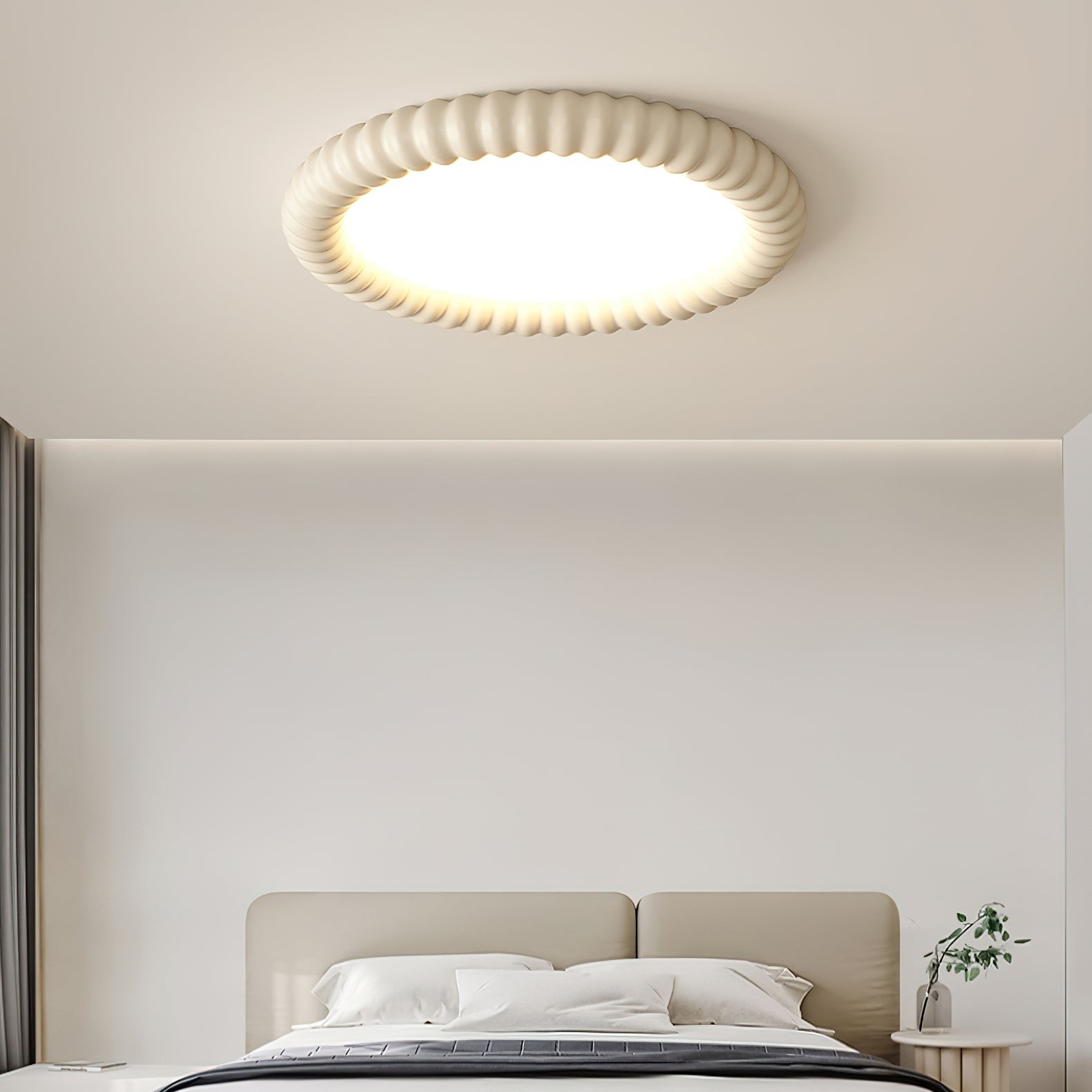 Crèmekleurige stijl rimpelring plafondlamp HL774