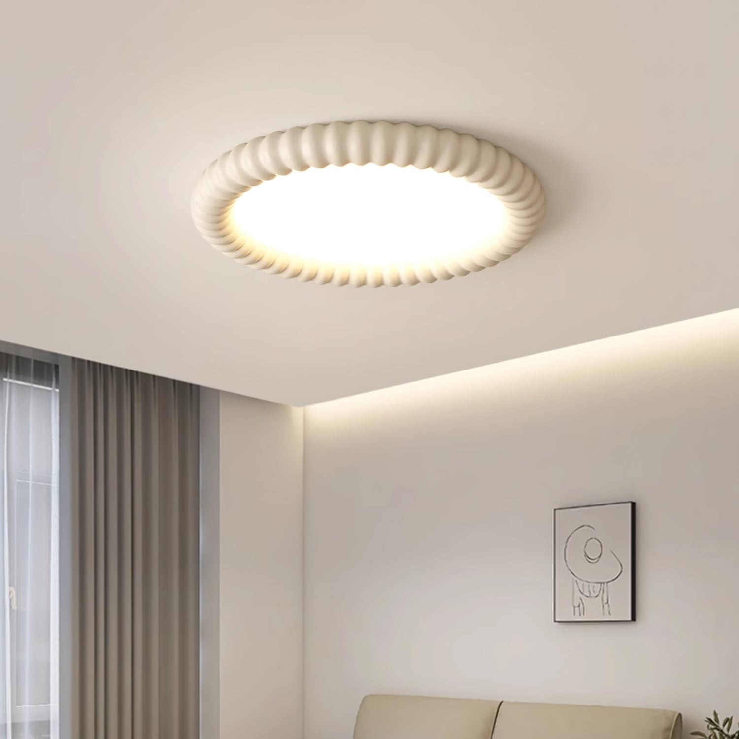 Crèmekleurige stijl rimpelring plafondlamp HL774