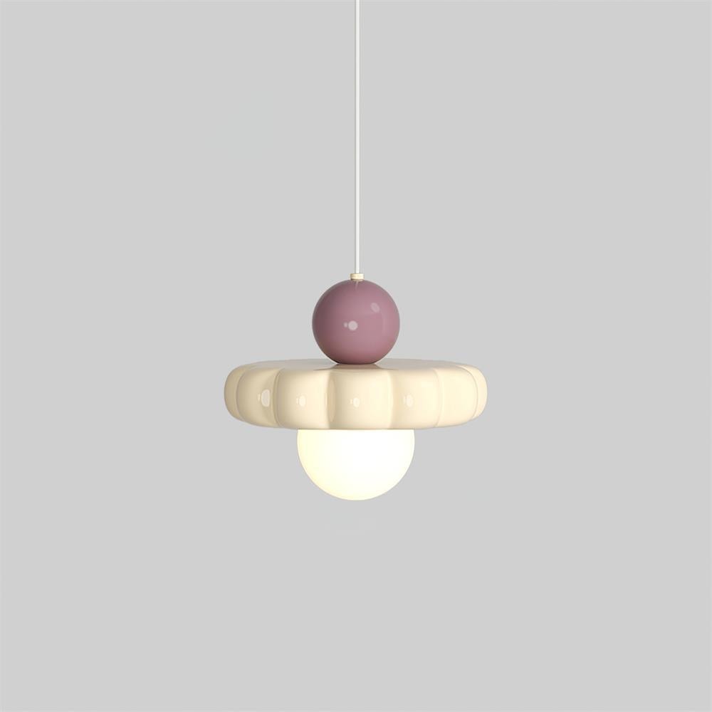 Crèmekleurige stijl lange lijn pompoen textuur hanglamp HL504