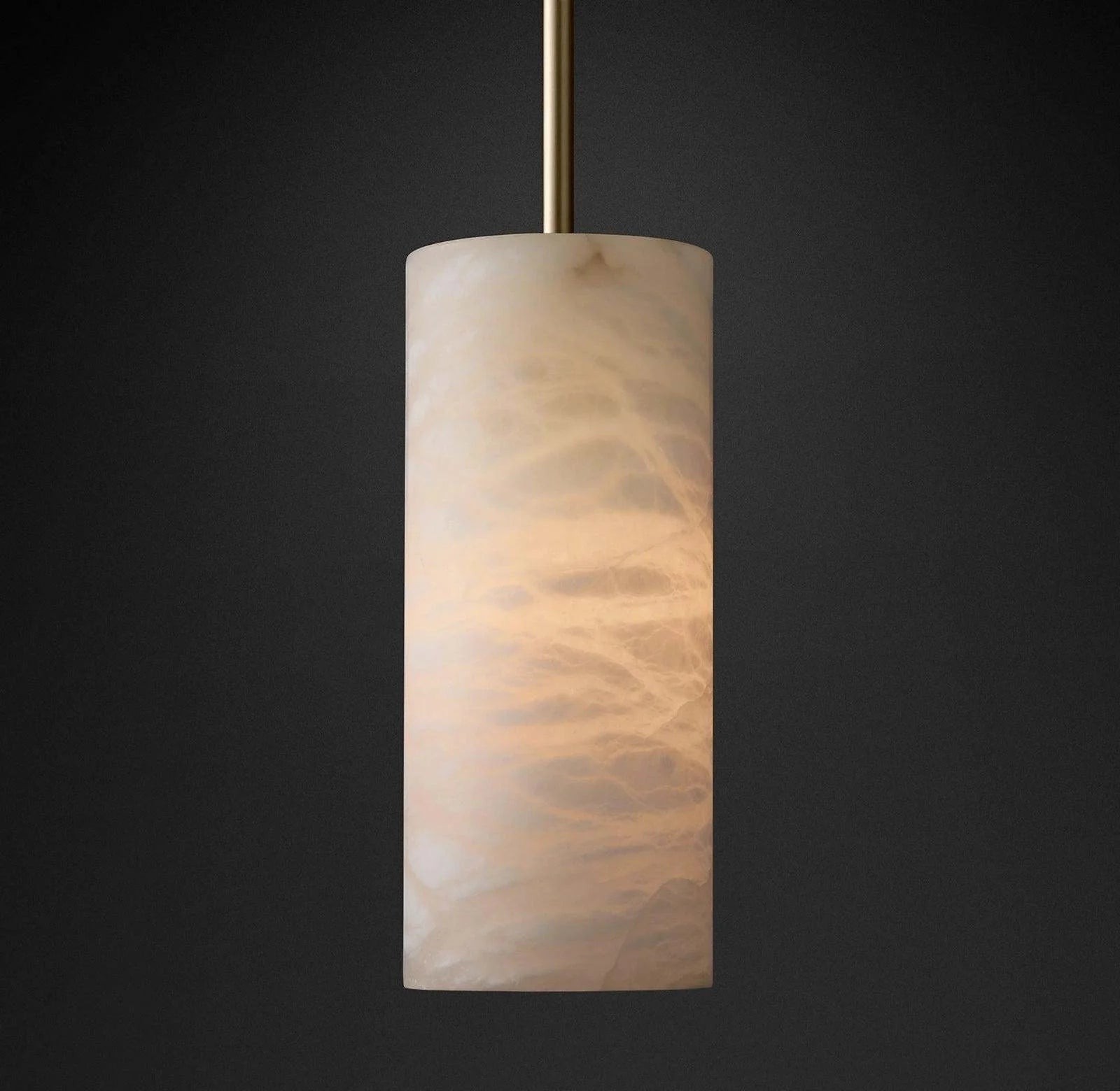 Handgesneden albasten cilinder hanglamp HL1418