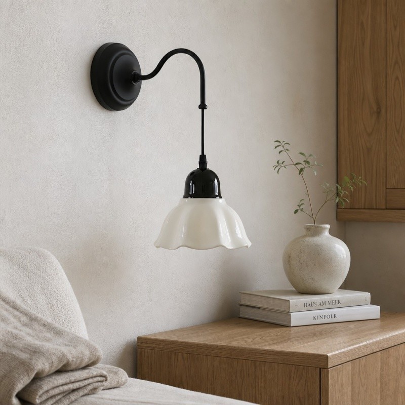 Cazelle Vintage Wandlamp met Bloemenmotief - Artistieke wandlamp met bloemendesign voor slaapkamer en hal HL3588