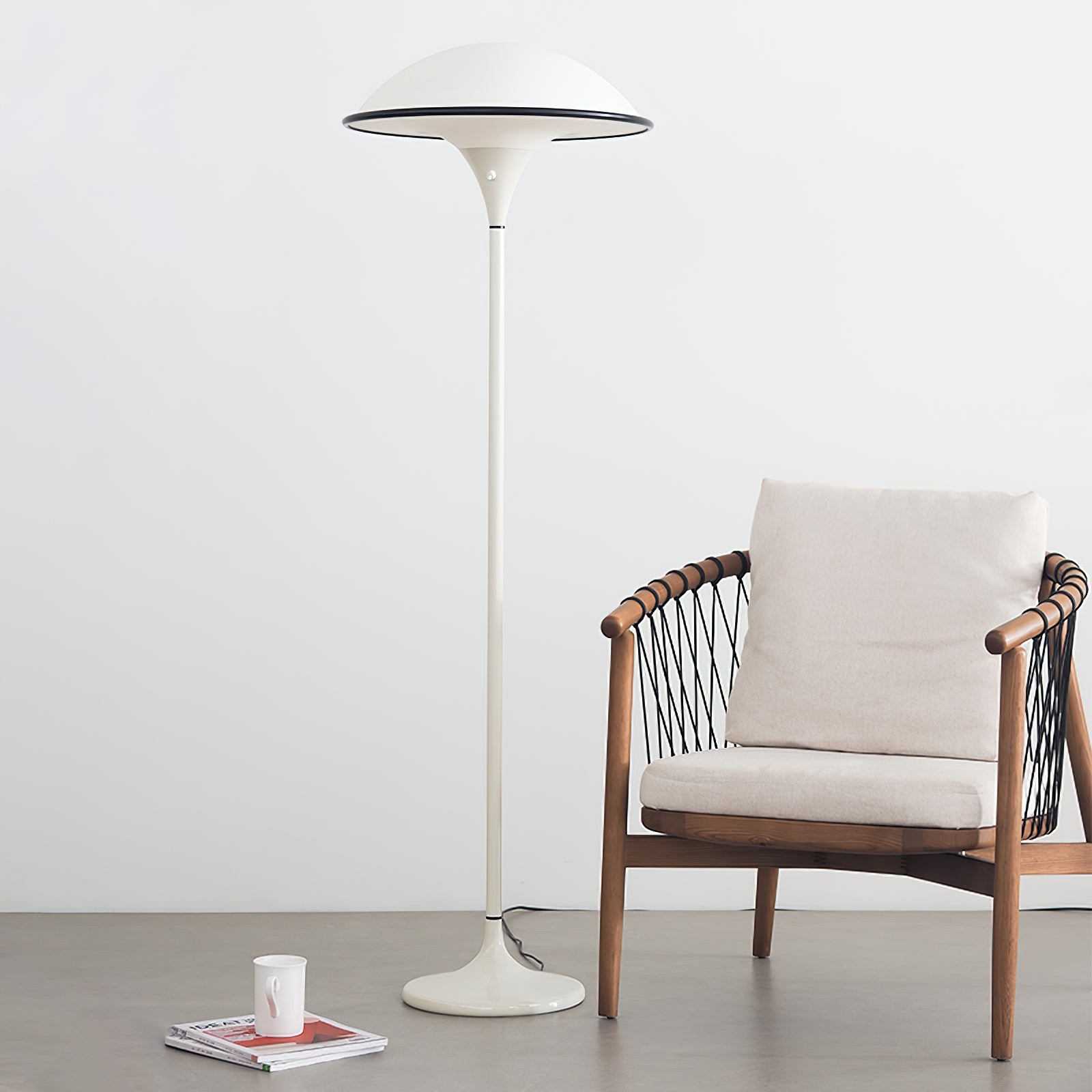 Deense Retro Witte Vliegende Schotel Vloerlamp HL424