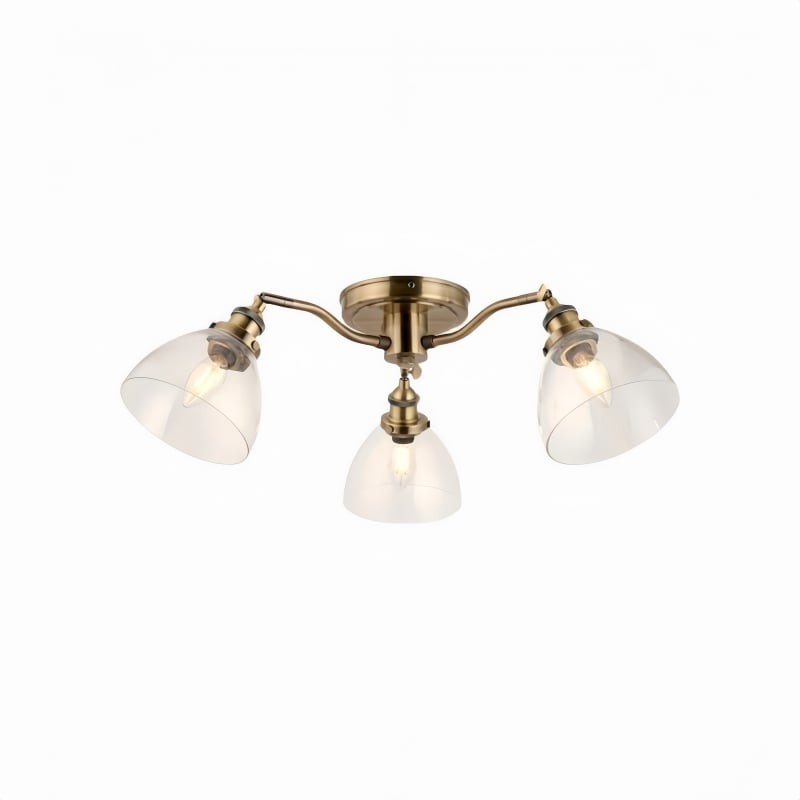 Novera plafondlamp met vintage-look en gebogen armen, halfverzonken, voor woonruimtes HL2238
