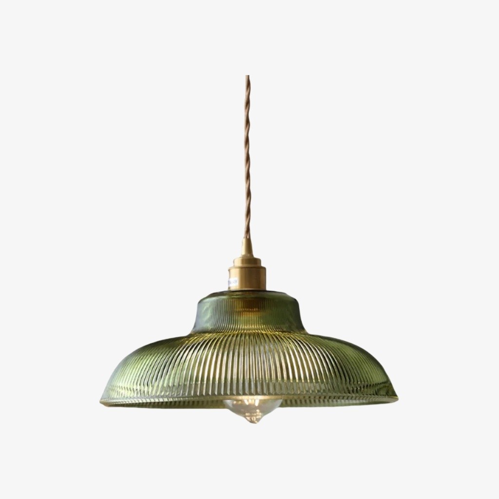 Ribilux geribbelde hanglamp - Vintage glas en metaal voor keuken en eetkamer HL2461