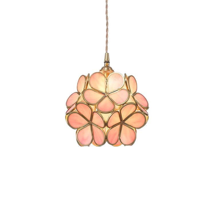 Romantische handgeblazen glazen bloemblad hanglamp HL47
