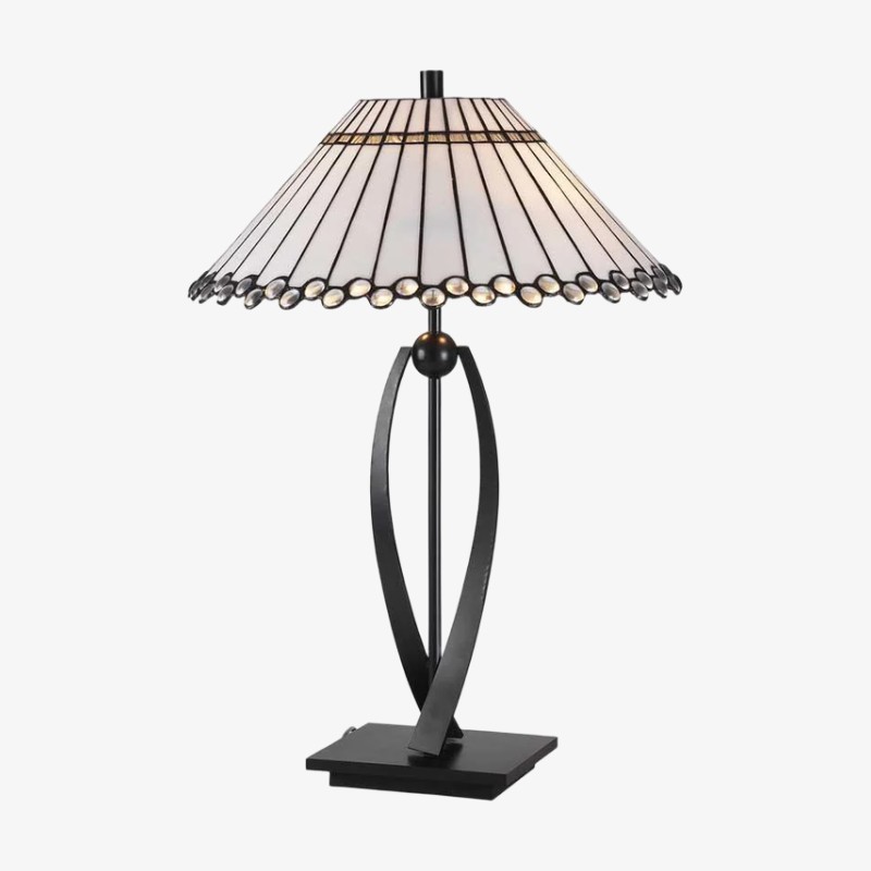TF Allanton Taps toelopende Tafellamp - Vintage Geometrisch Glas voor Nachtkastje en Studiekamer HL2050