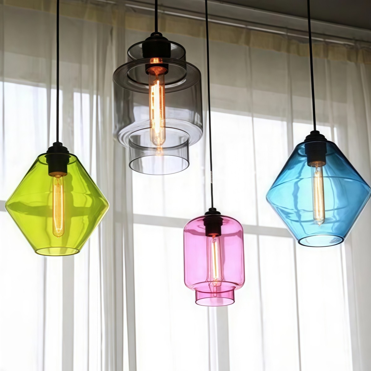 Hanglamp in de Crystalline-serie - Geblazen Glas Veelkleurige Glazen Hanglamp HL1056