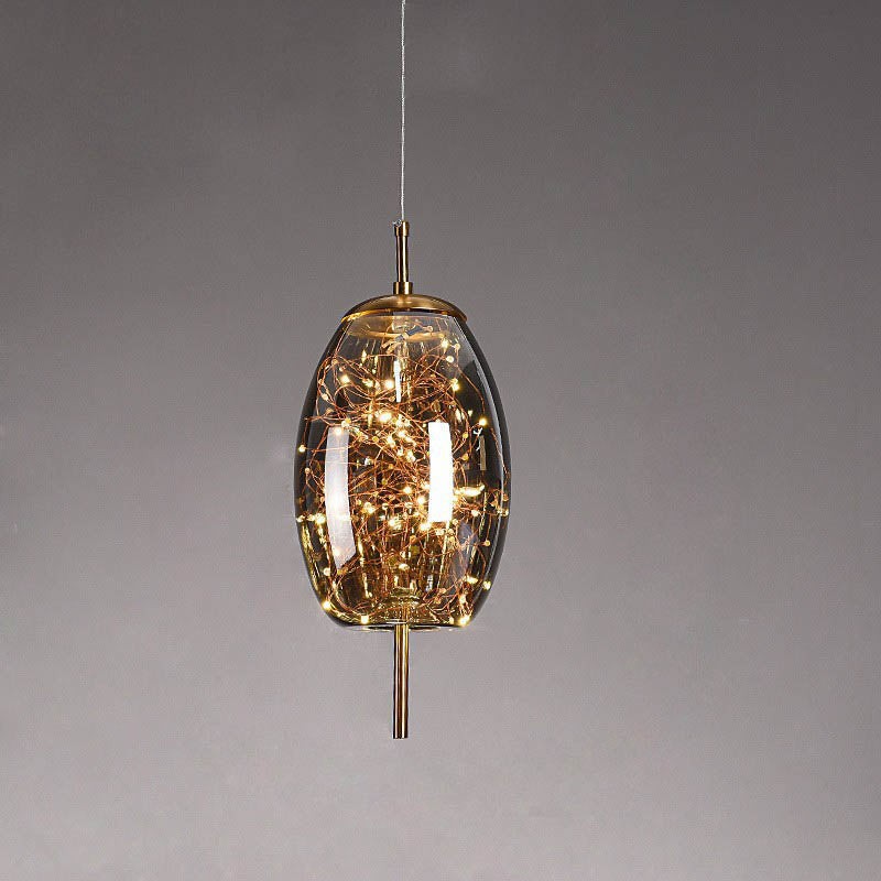 Scandinavische cilindervormige ovale glazen hanglamp HL479