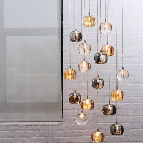 Cubie kroonluchter rookglas bol hanglamp voor kookeiland