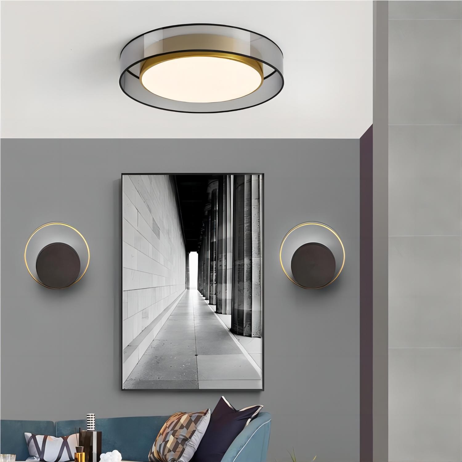 Moderne luxe ronde schijf messing plafondlamp HL172