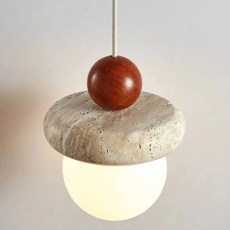 Crèmekleurige travertin hanglamp HL3479