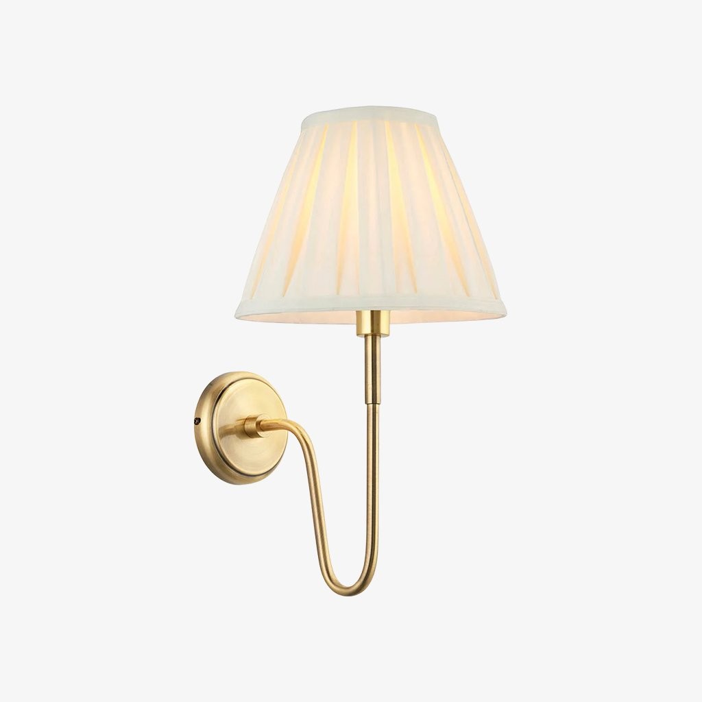 Ivoralux Wandlamp met taps toelopende stoffen kap - Moderne klassieke wandlamp met gebogen arm voor gangen of slaapkamers HL2143