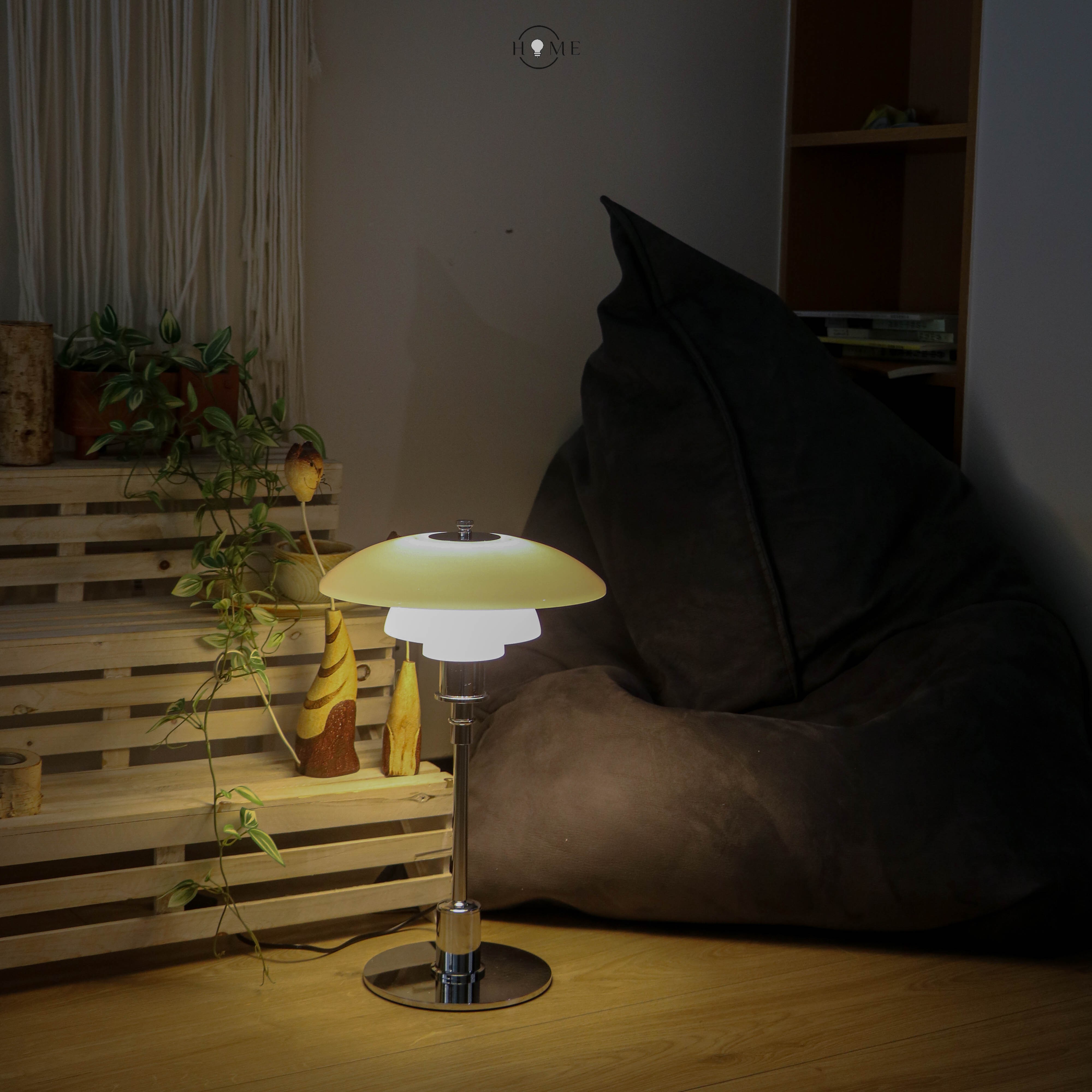 Glazen tafellamp met Multilayer roestvrij staal