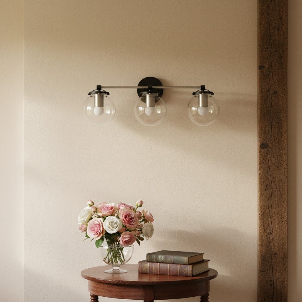 Glorica Glass 3 Shade Globe Vanity Light - Zachte badkamerlamp HL1691