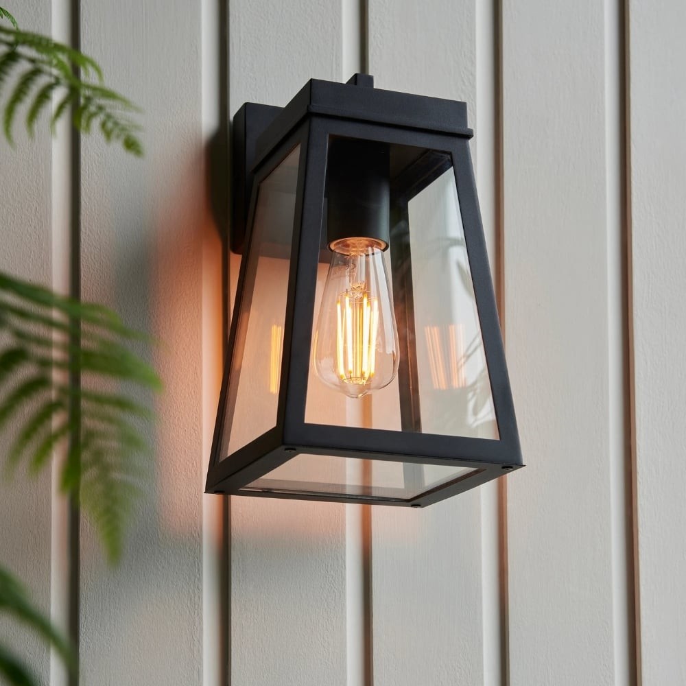 Trevanta helder glazen zwarte buitenlantaarn wandlamp - moderne buitenverlichting HL2104
