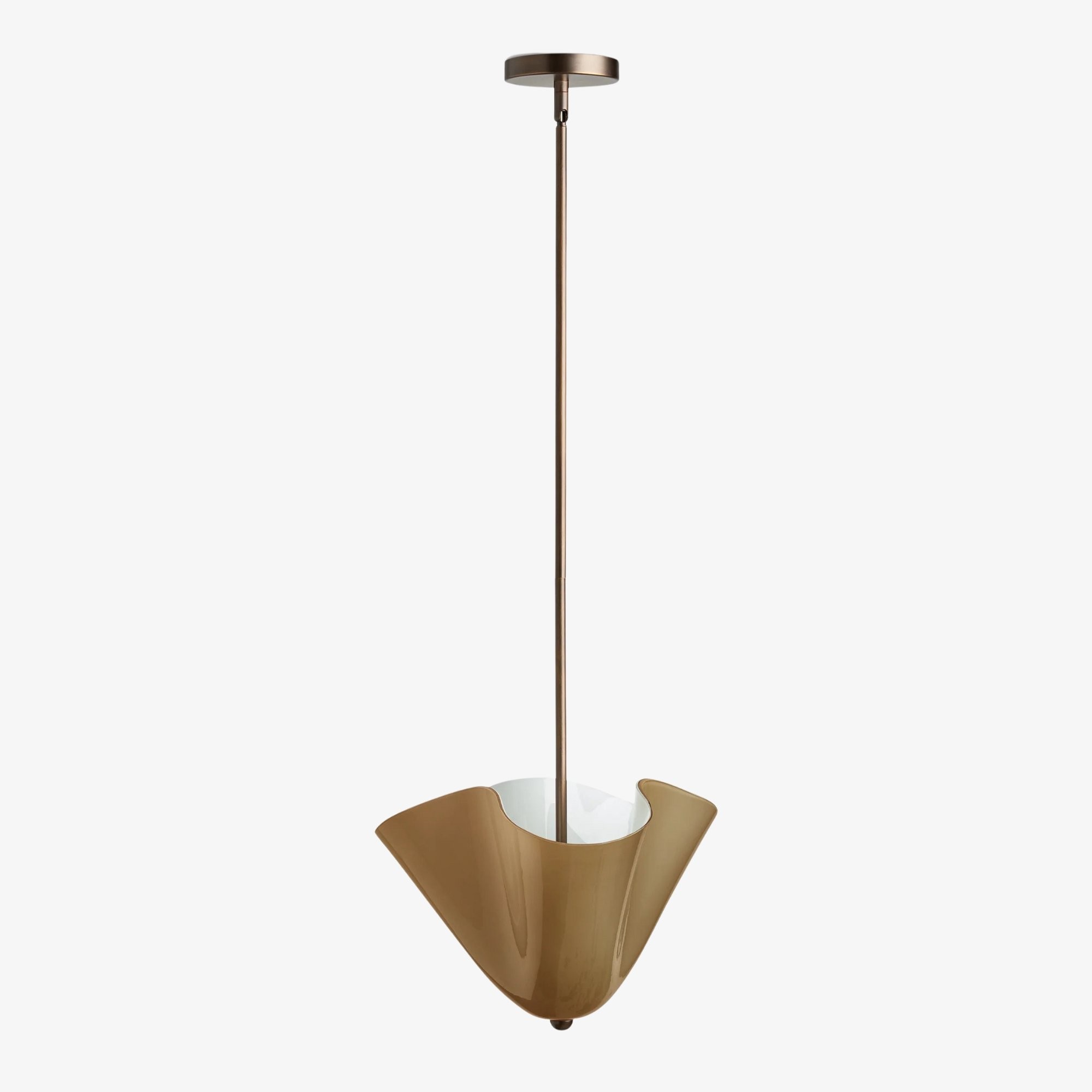Bellina Radner hanglamp – gekleurde glazen kap met messing details voor moderne ruimtes HL1640
