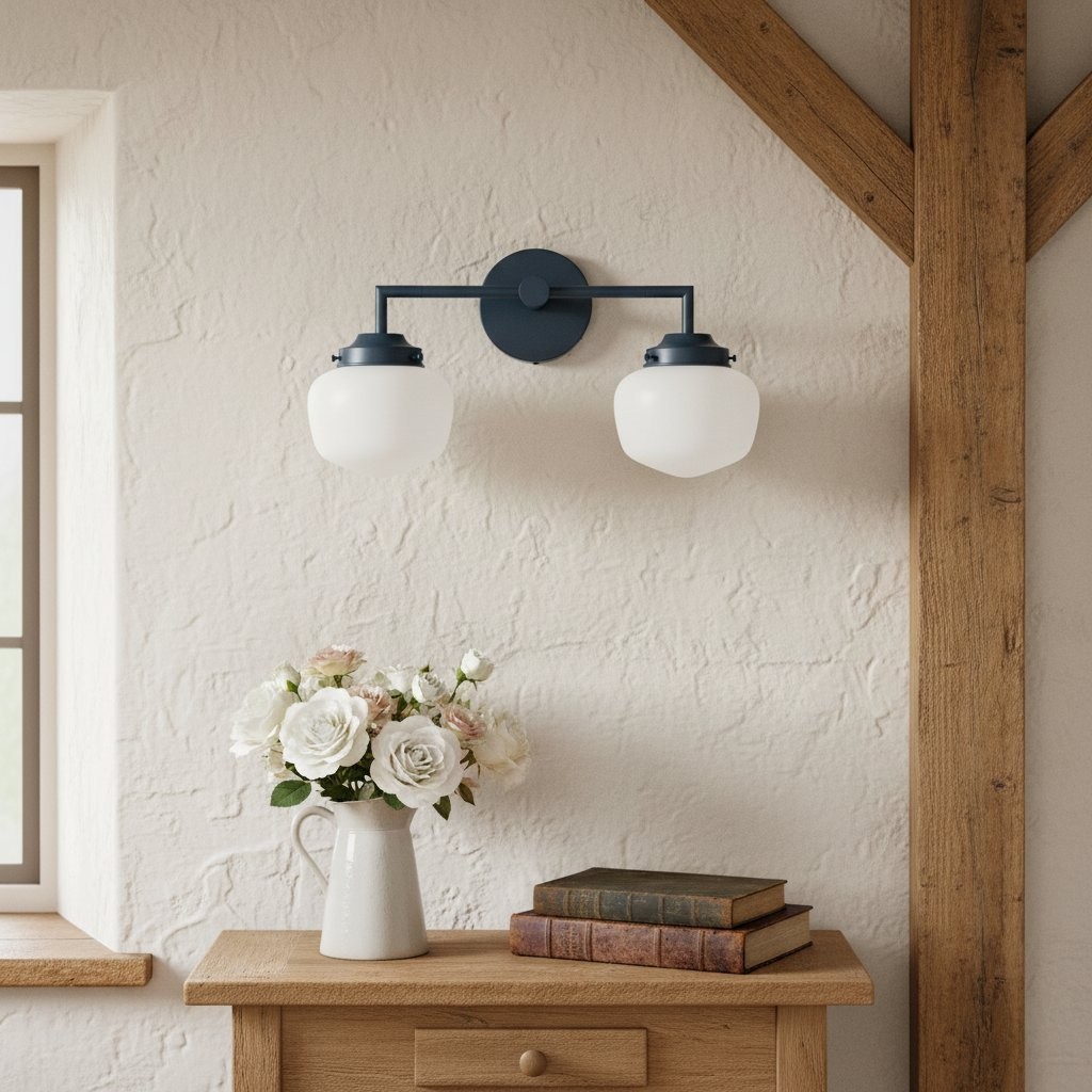 Opaalglazen wastafellamp - Vintage geïnspireerde badkamerwandverlichting HL1666
