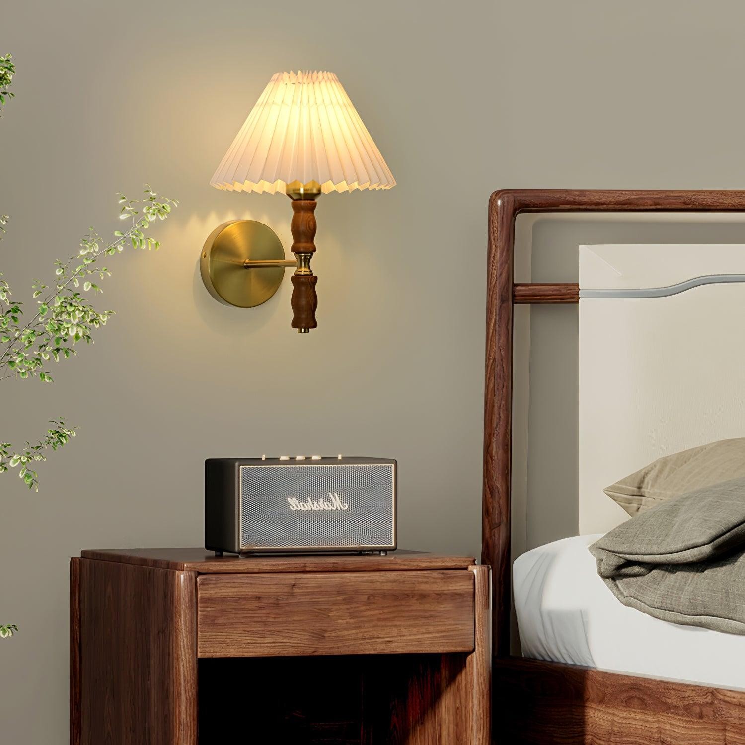 Japanse Retro Walnoot Sfeer Wandlamp Voor Slaapkamer HL807