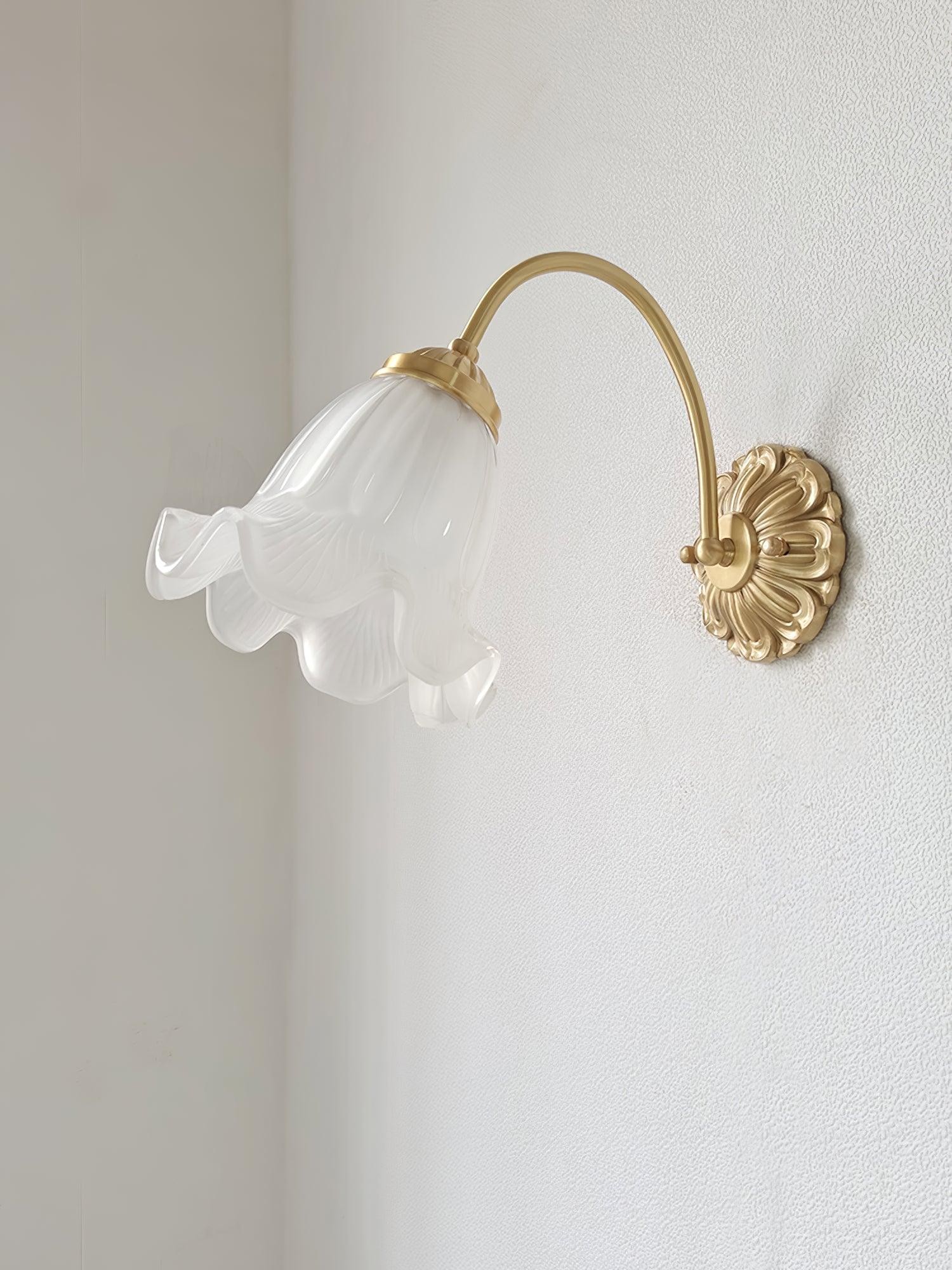 Nordic Modern Retro Elegant Bloem Messing Glas Wandlamp HL393