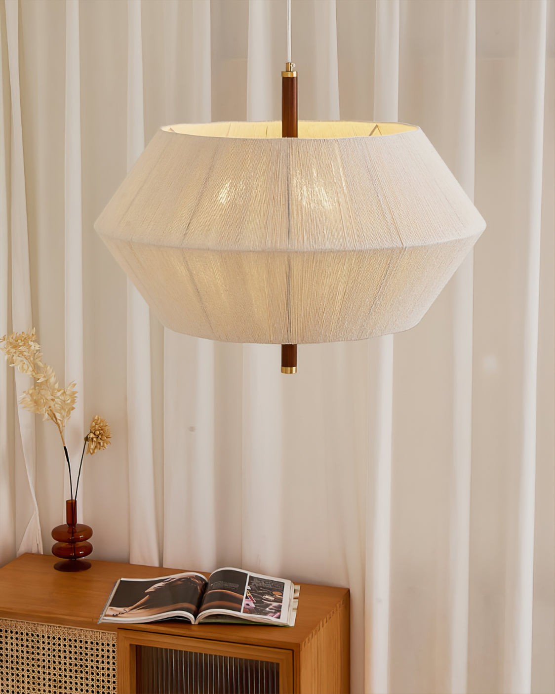 Japanse Wabi-Sabi-stijl geweven stoffen hanglamp HL880