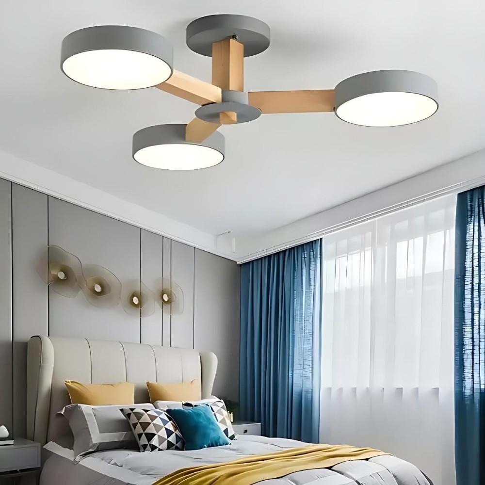 Nordic Wood Plafondlamp - Schijfvormige Lamp voor Woonkamer HL1351