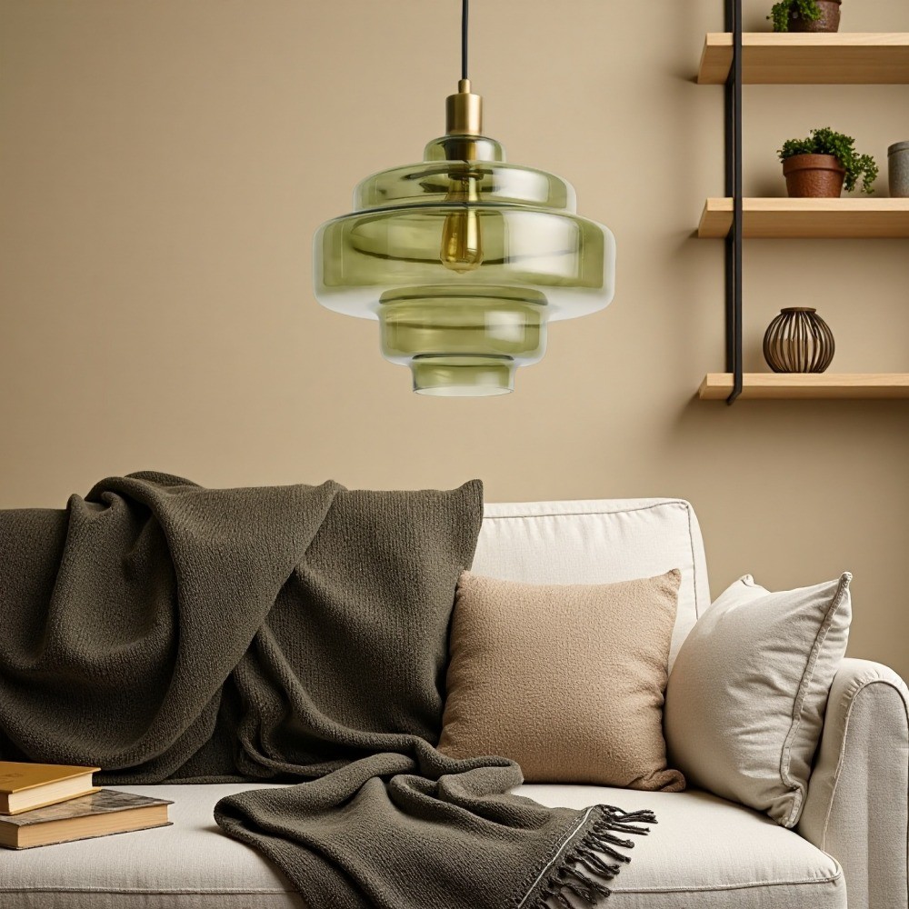Vintage Hanglamp met Meerdere Lagen - Art Deco Glazen Hanglamp voor Keuken en Woonkamer HL1064