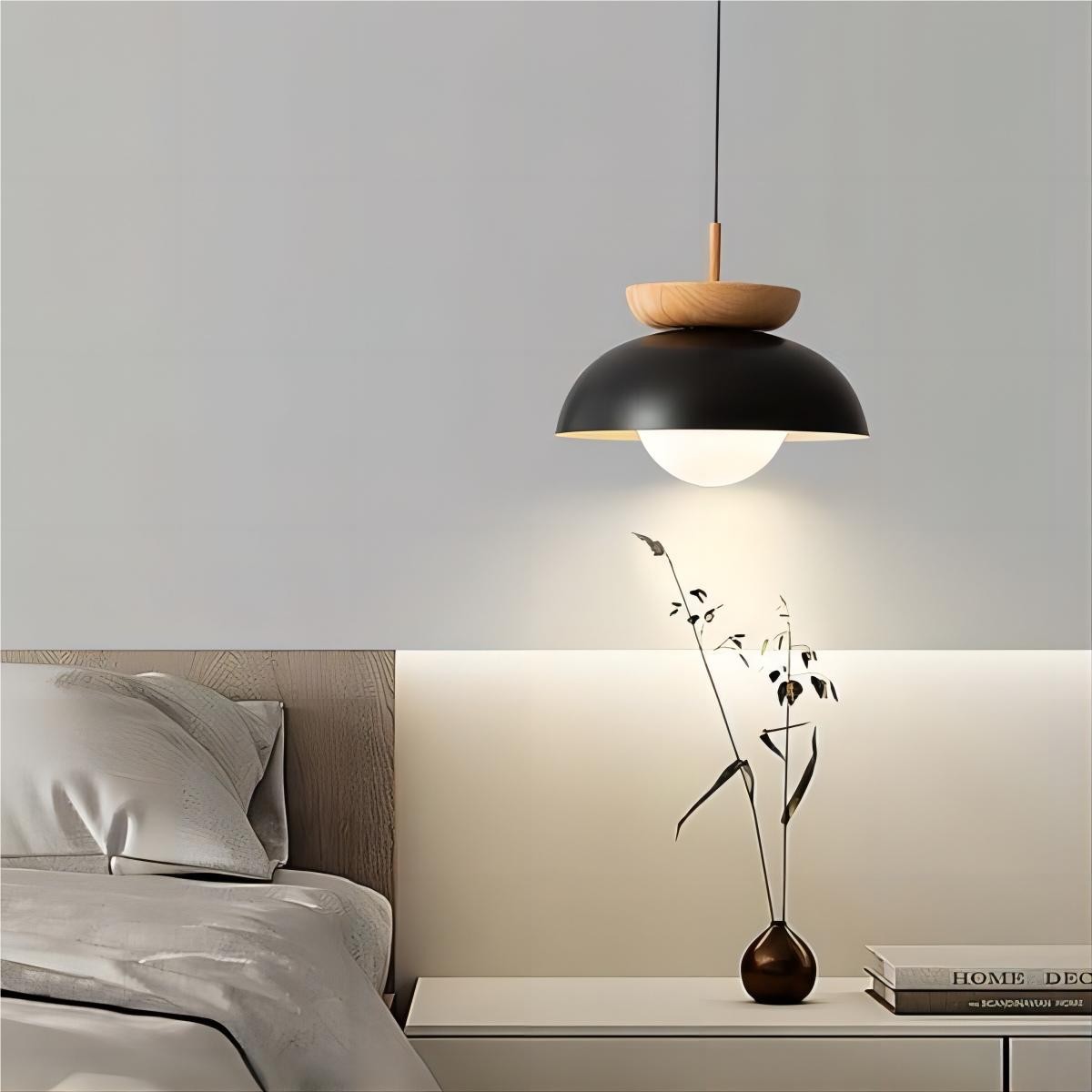 Scandinavische Semi-bol Houten Hanglamp HL100