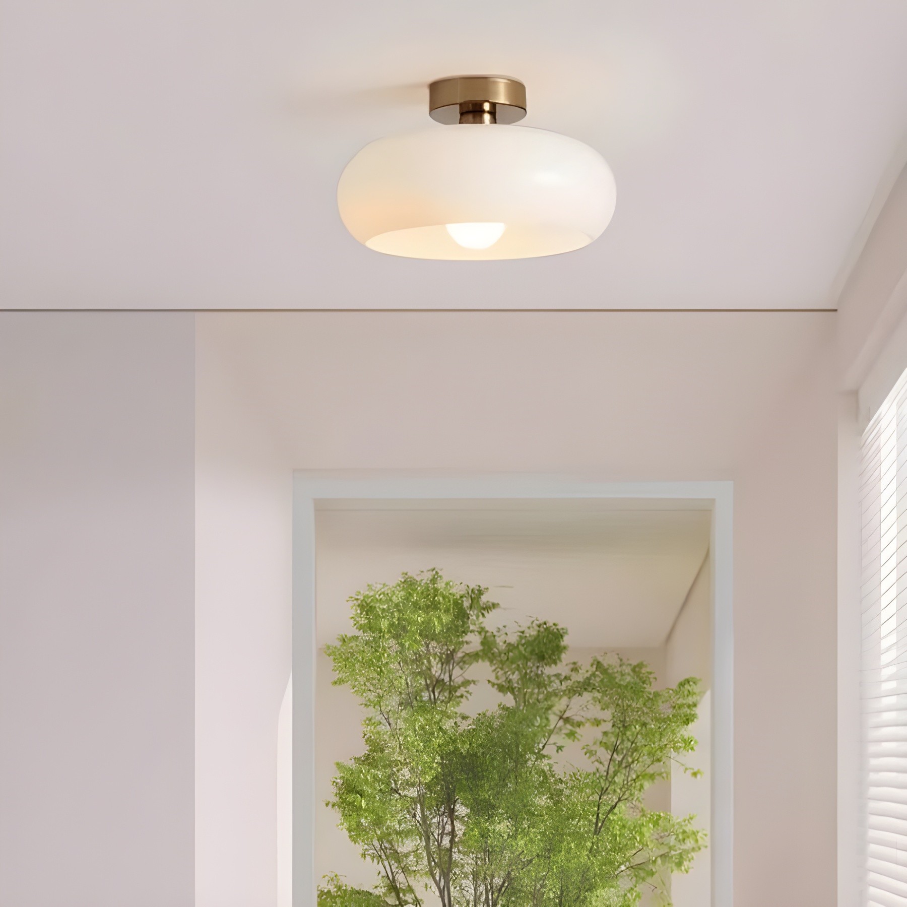 Retro messing schijf Bauhaus glazen plafondlamp HL167