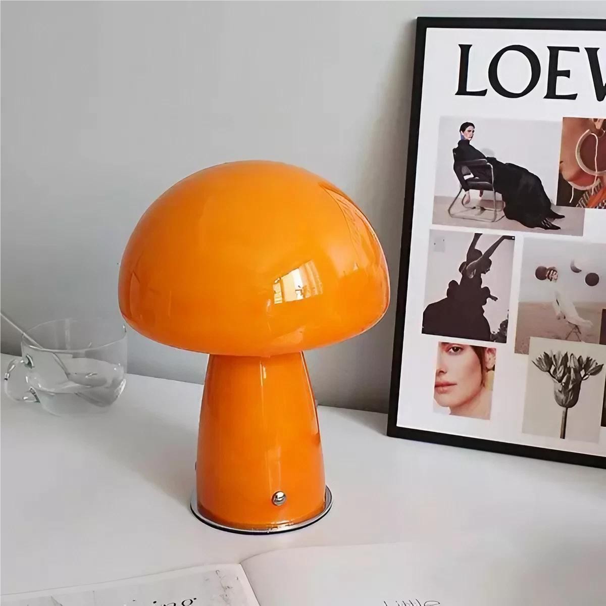 Deense Bauhaus glazen paddestoel tafellamp HL187