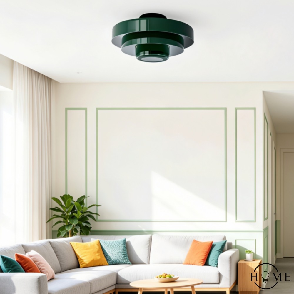 Veleora Bauhaus Drielaagse Plafondlamp - Kleurrijke Metalen Schijflamp HL1843