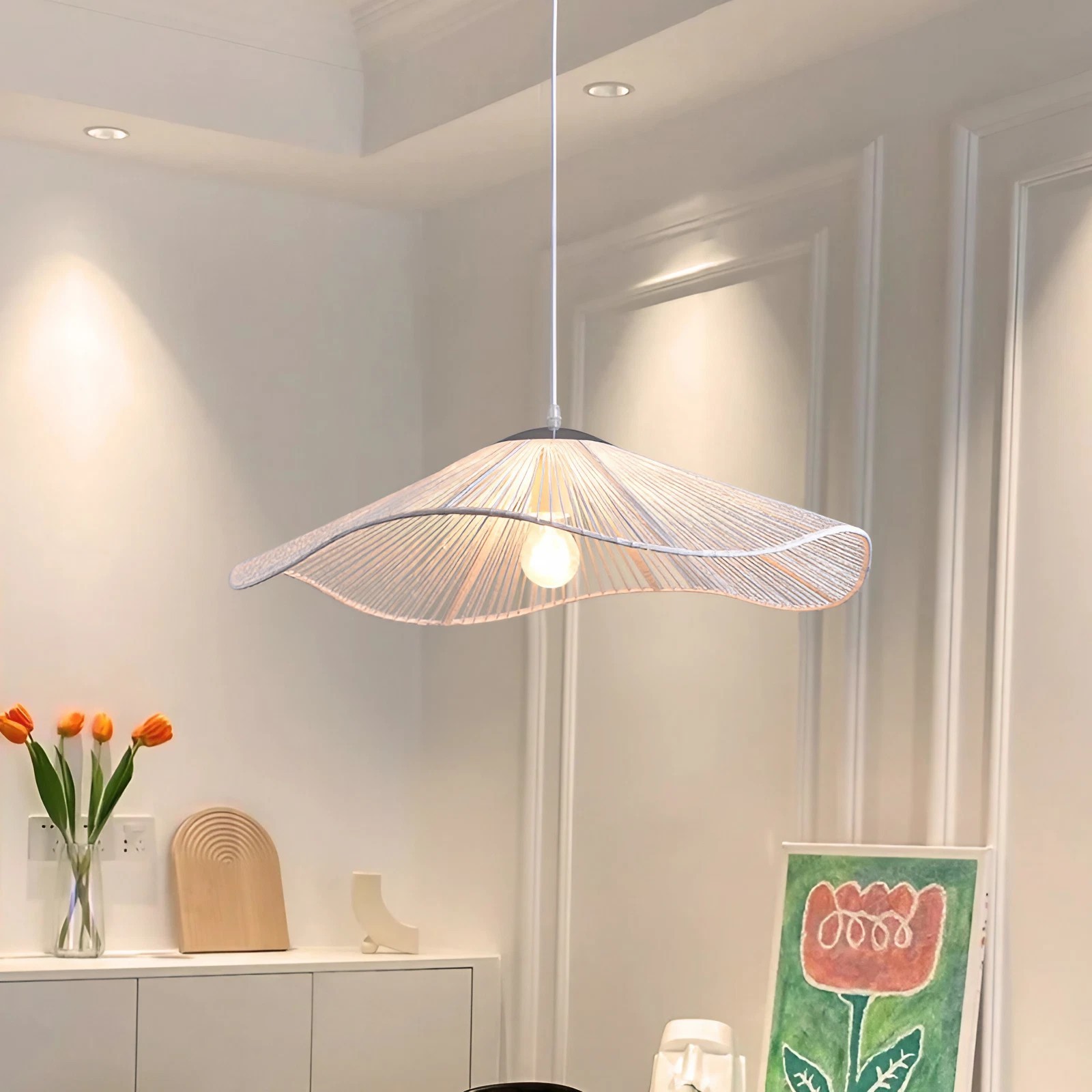 Creatieve Strohoed Lotusblad Hanglamp HL218