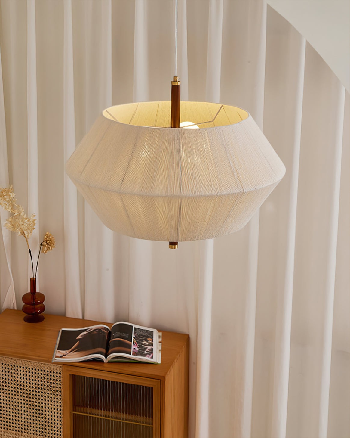 Japanse Wabi-Sabi-stijl geweven stoffen hanglamp HL880