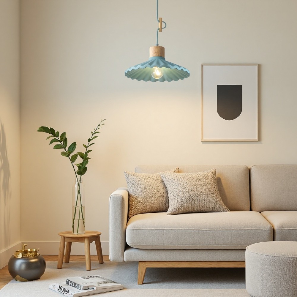 Cement Macaron hanglamp - moderne geplooide kap voor hal HL1328