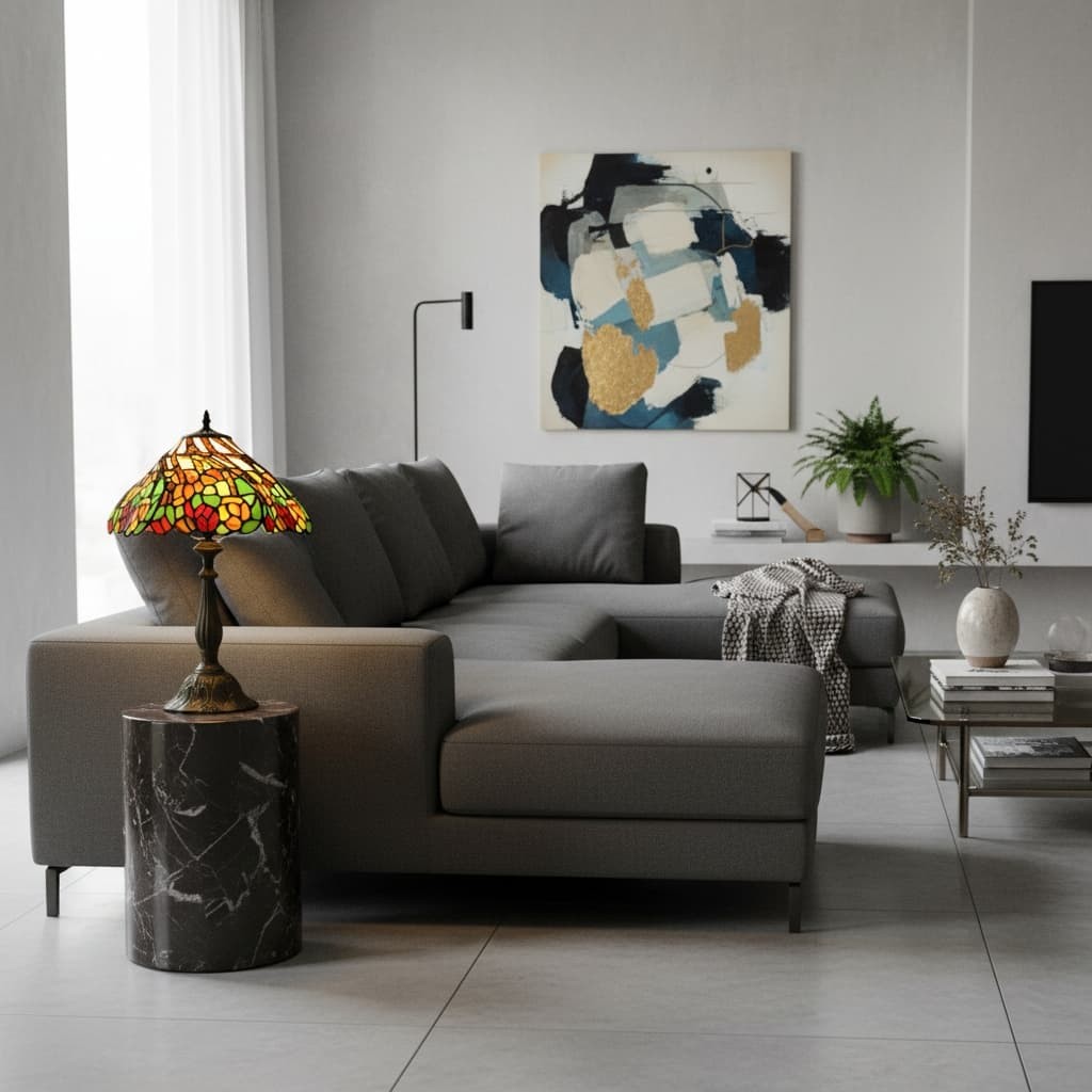 TF Sorenia Elegante Glas-in-lood Lamp - Handgemaakte Tiffany Tafellamp voor Interieur HL2085