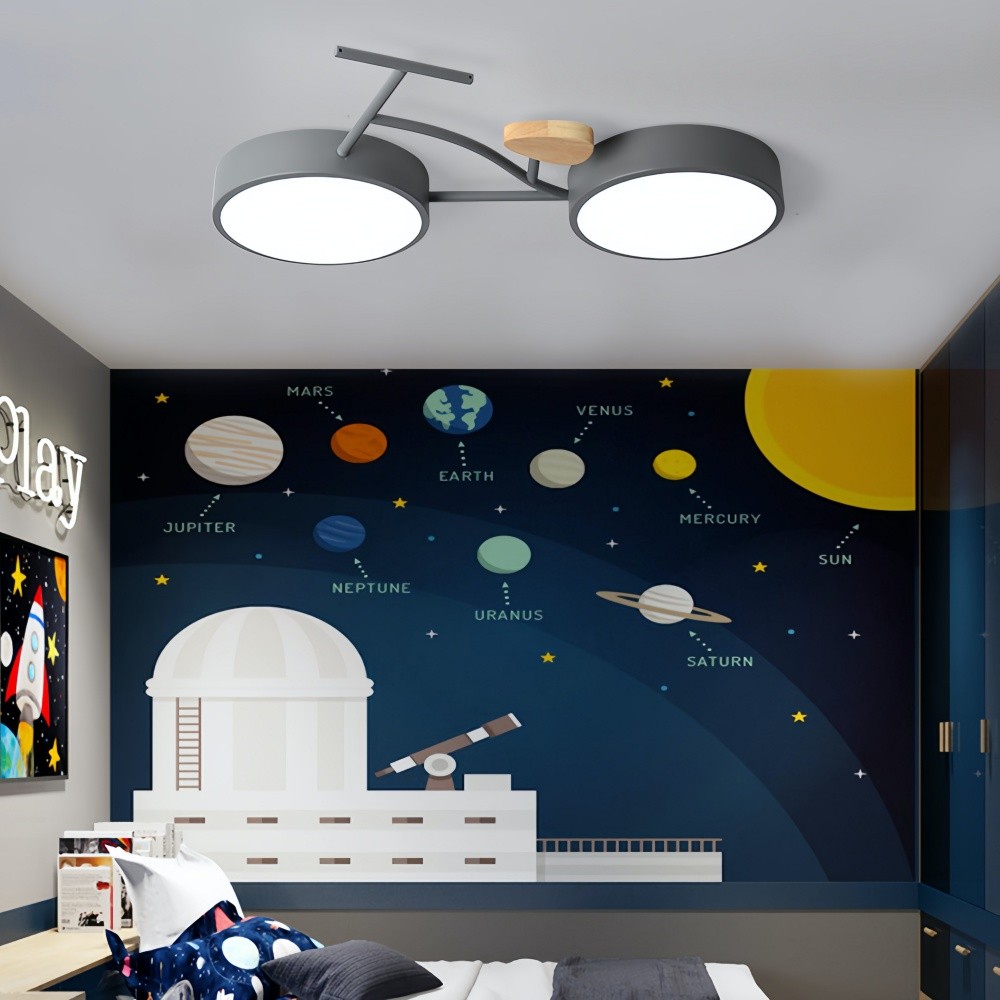 Nordic Wood Disc Plafondlamp - Fiets LED Lamp voor Kinderkamer HL1350