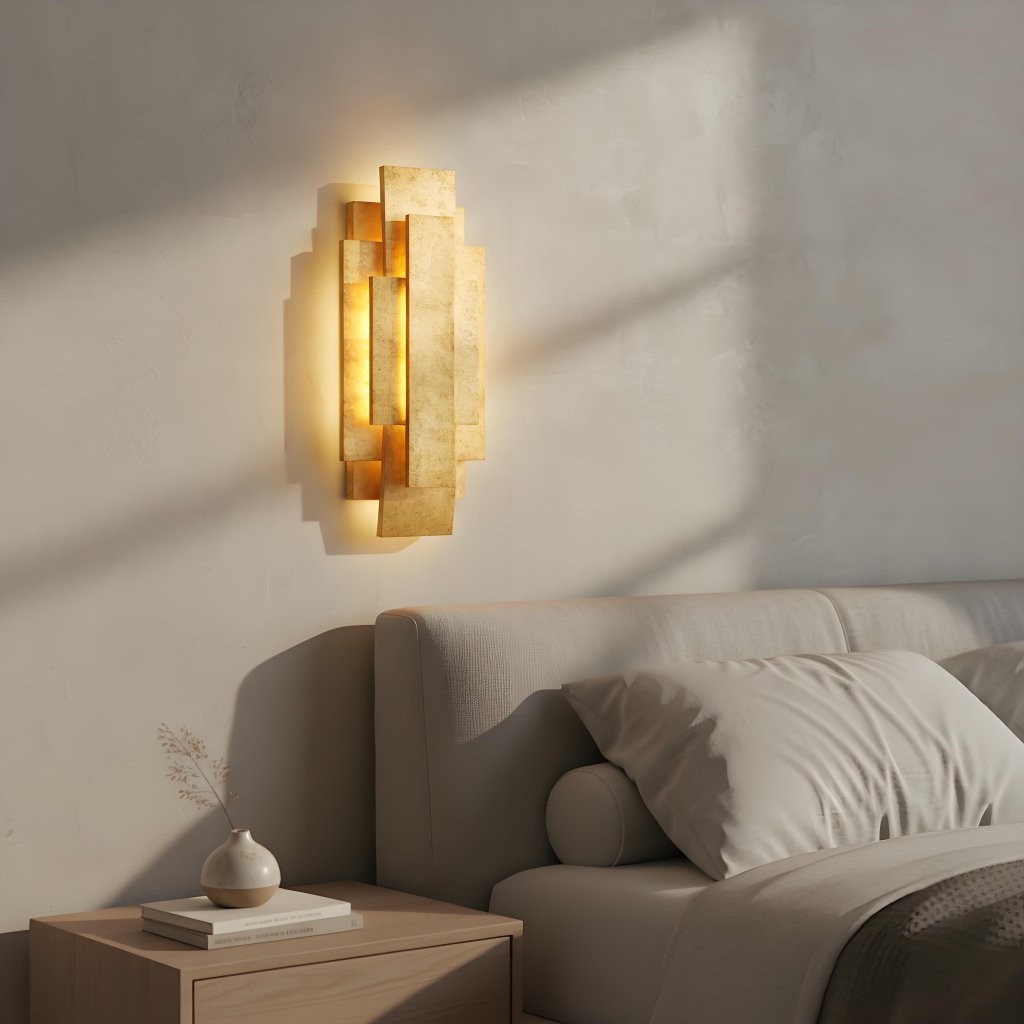 Kelsar Rechthoekige Wandlamp - Goud- en Zilverkleurige Afwerking voor Woonkamer of Slaapkamer HL2248