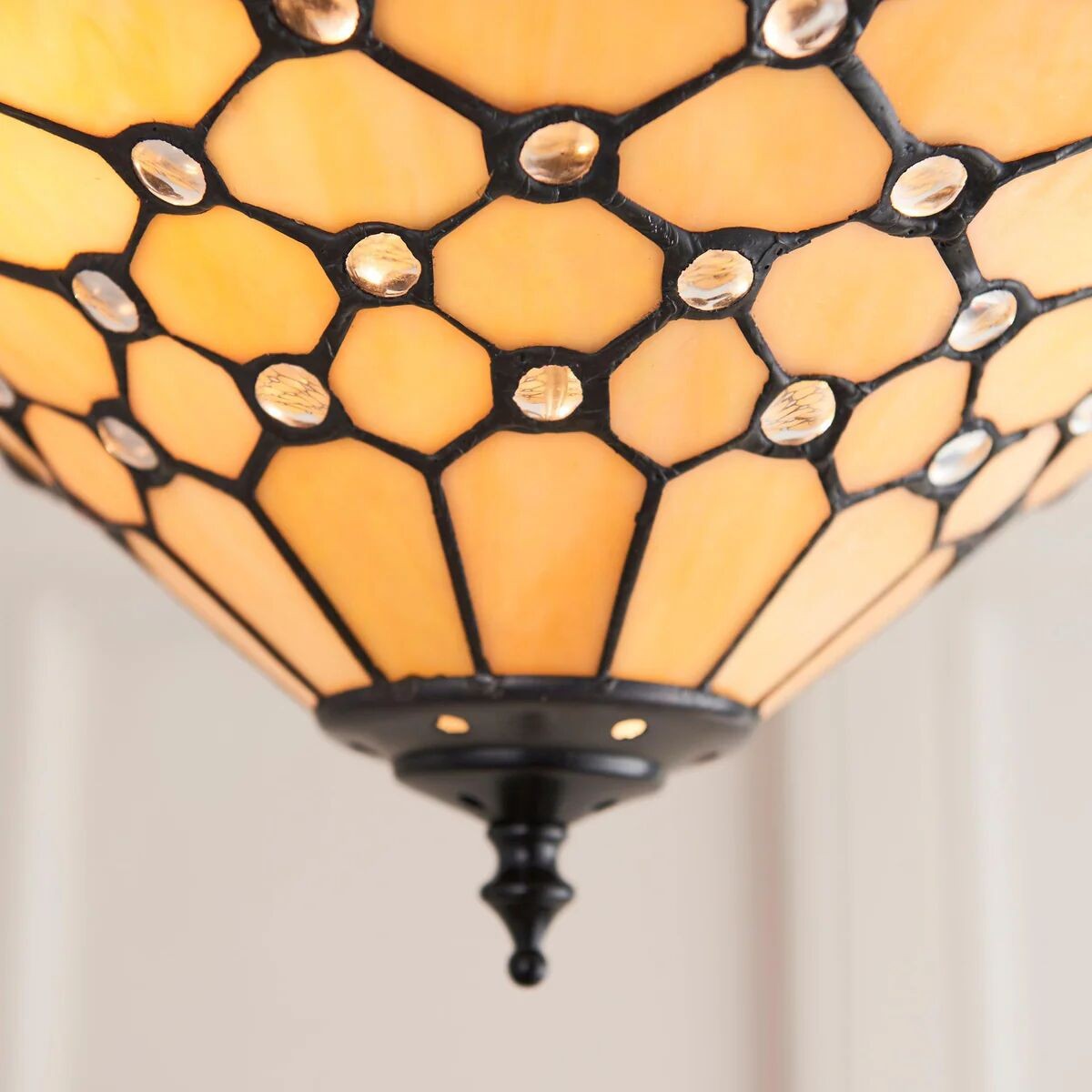 TF Pearl handgemaakte Tiffany plafondlamp - Art Deco glas-in-loodlamp voor hal of woonkamer HL2194