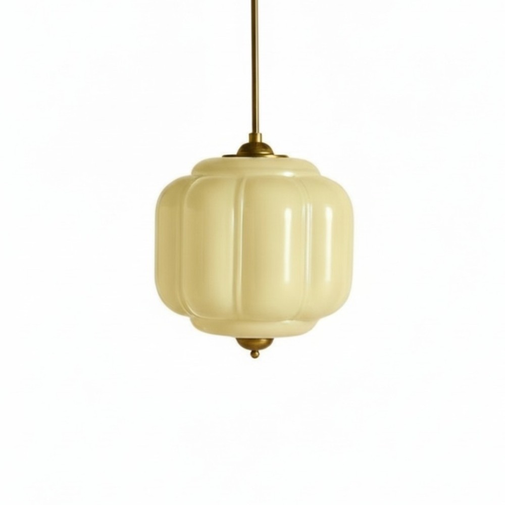 Vintage Eloise Melkglazen Hanglamp - Geribbelde Glazen Plafondkroonluchter HL1091